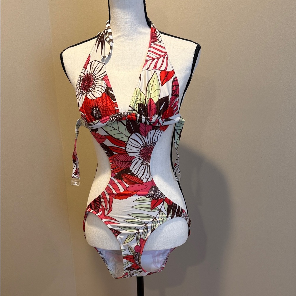 Tropical Floral Cutout Swimsuit